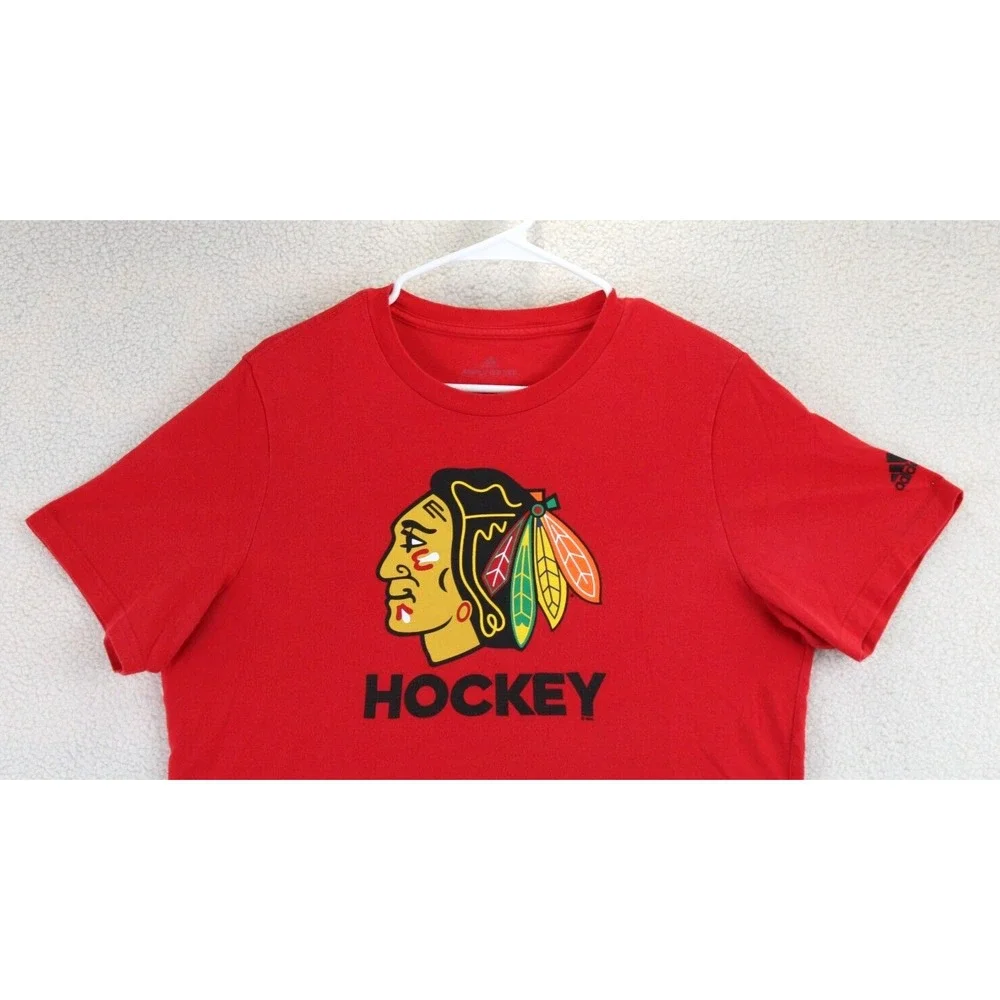 Adidas Chicago Blackhawks Hockey Graphic‎ T Shirt Mens Large Red NHL